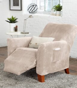 Home Fashion Designs Velvet Plush Form Fit Recliner Slipcover. Silver Cloud