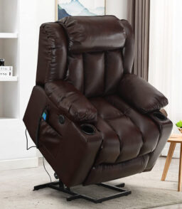 MCombo Large Lay Flat Dual Motor Power Lift Recliner Chair Sofa with Massage and Heat. USB Ports. Cup Holders. Extended Footrest！