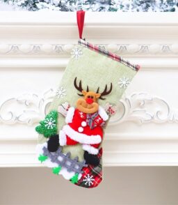 Christmas Socks Candy Gift Bags Xmas Trees Hanging Pendants Decor Holiday Parties Fun Decorations (Reindeer)