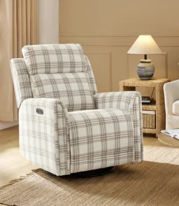 Alois Large Floral Swivel And Rocker Power Recliner With Adjustable Headrest