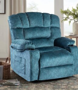 Colerline 40.9 Wide Super Soft and Oversize Modern Design Velvet Upholstered Manual Recliner Chair with Heating and Massage. Green