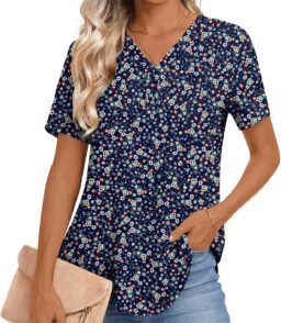 Womens Summer Blouse 2026 Short Sleeve Causal Dressy Tops