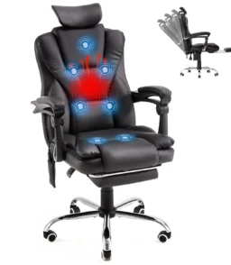 AECOJOY Office Chair with 7 Points Vibration Massage&Heat. Adjustable Ergonomic Recliner. Black